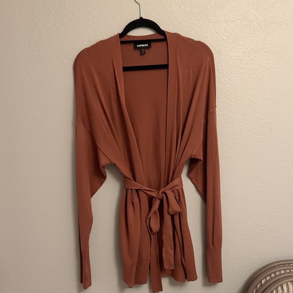NWOT: Express Rose Open Front Belted Cardigan